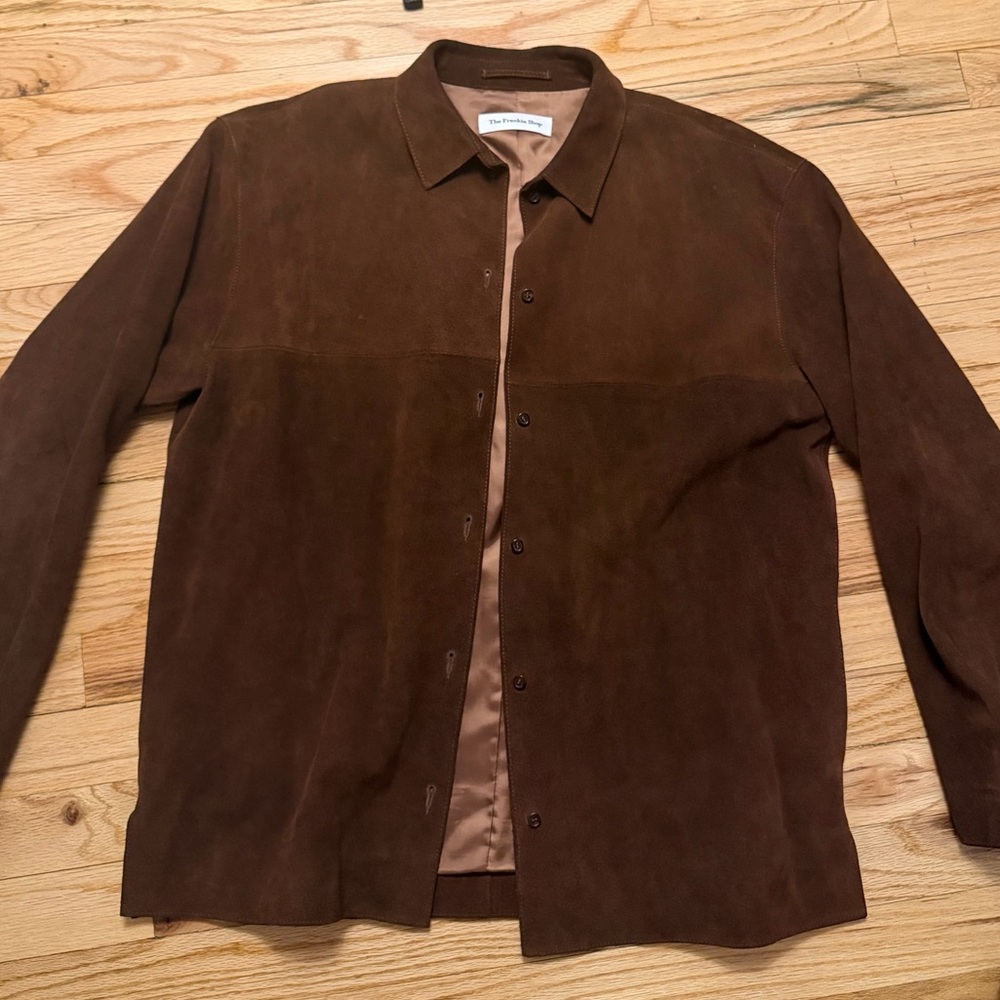 The Frankie Shop Brown Suede Shirt Jacket